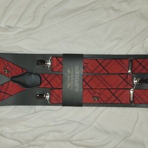 University Of Louisville Cardinal Red Plaid Suspenders by Eagles Wings.  NWT.